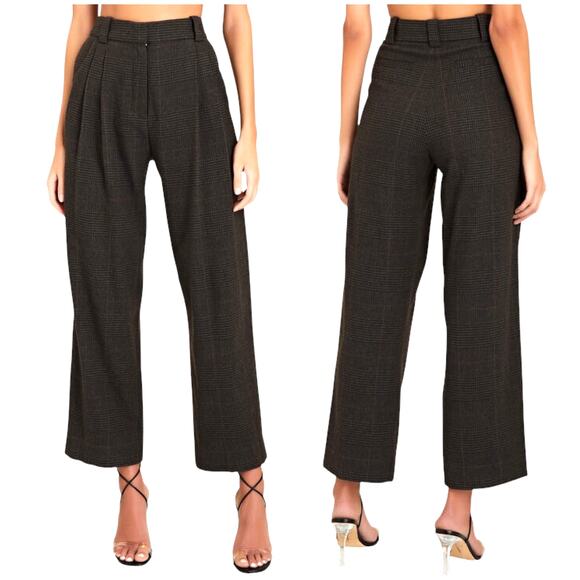 A.L.C. NWT Franklyn Plaid Wool-Blend Straight-Leg Trouser Pants Size 14 Pleated - Picture 1 of 13